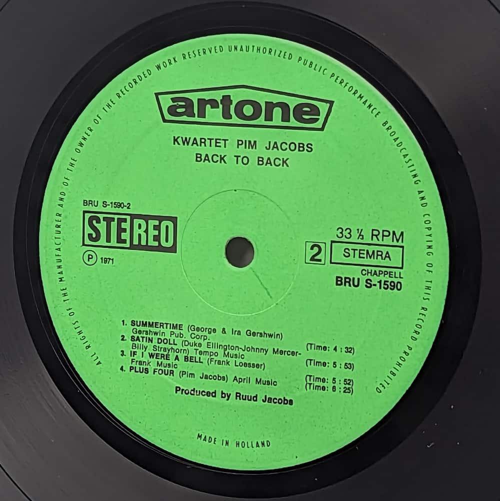 Trio Louis Van Dyke And Kwartet Pim Jacobs - Back To Back