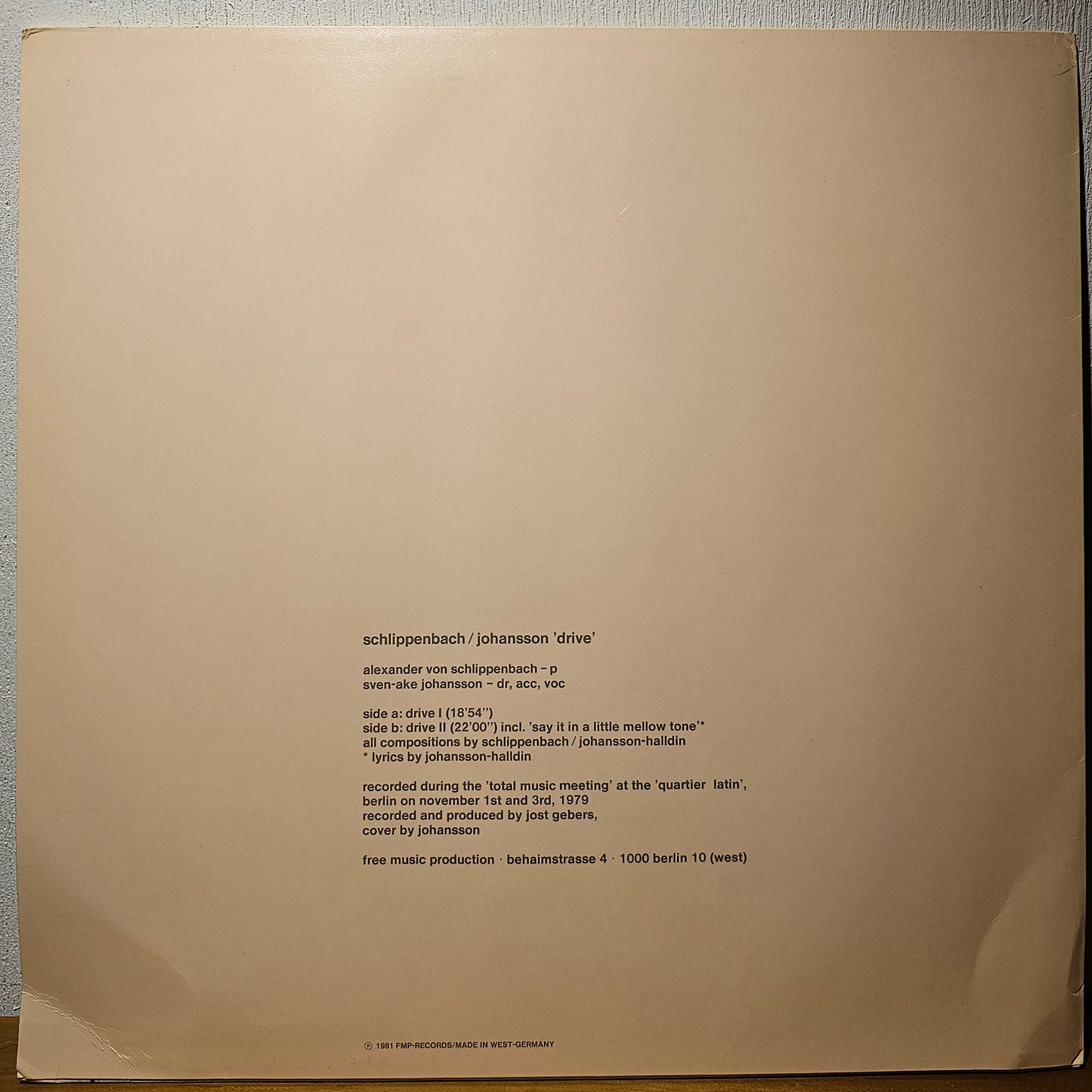 Schlippenbach / Johansson – Drive