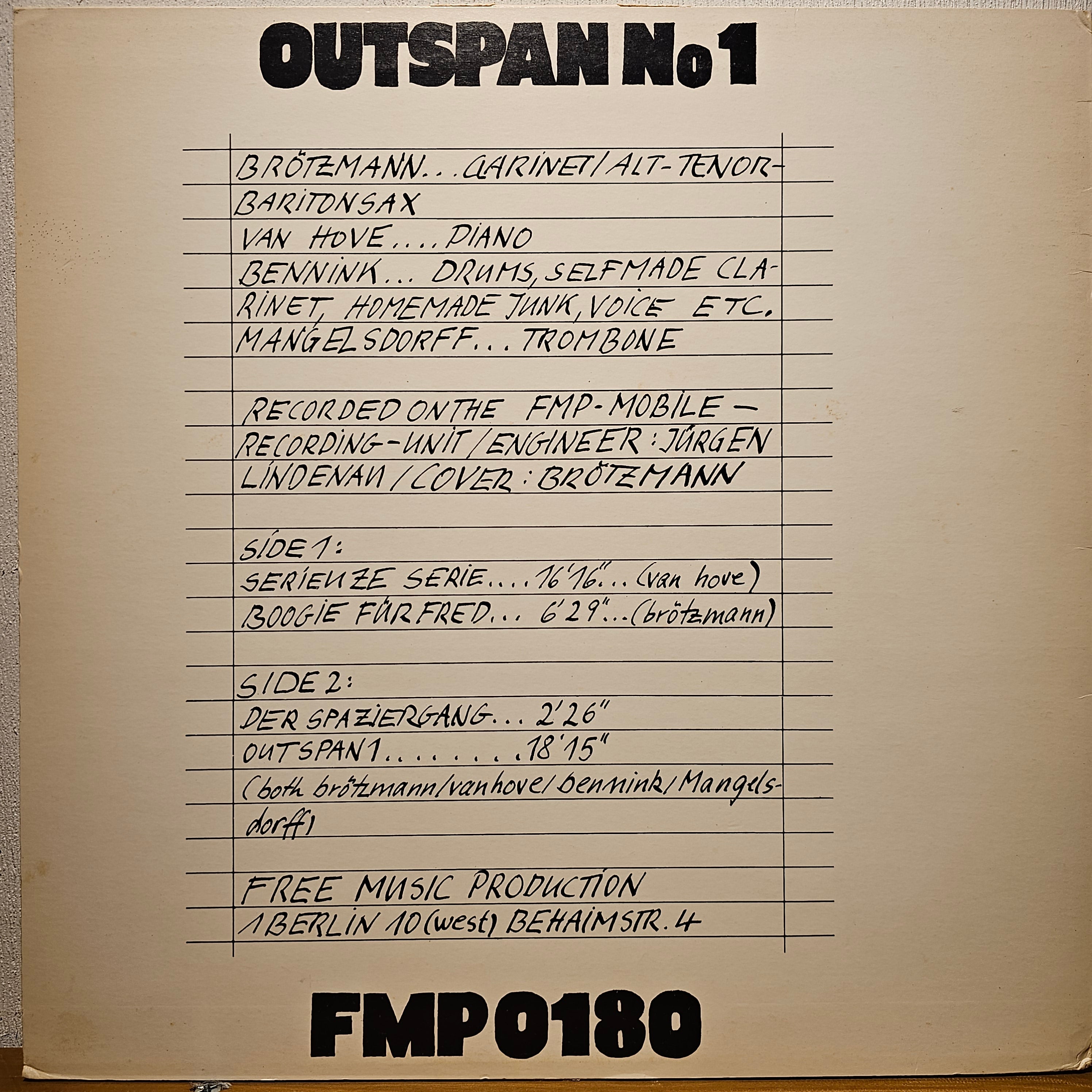 Brötzmann / Van Hove / Bennink Plus Albert Mangelsdorff – Outspan